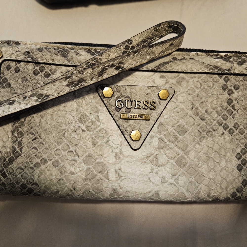 Guess Gray Clutch Wristlet with Sophisticated Design